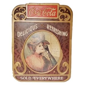 Vintage Drink Coca Cola Delicious & Refreshing Sold Everywhere Ad Sign Art